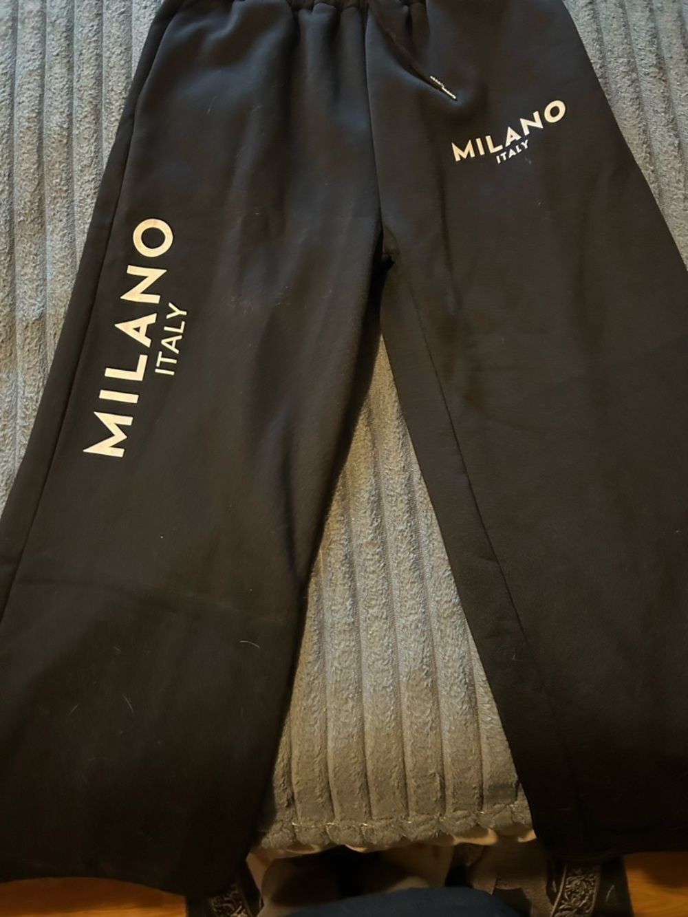 Milano Black Sweatpants with White Logo Accents